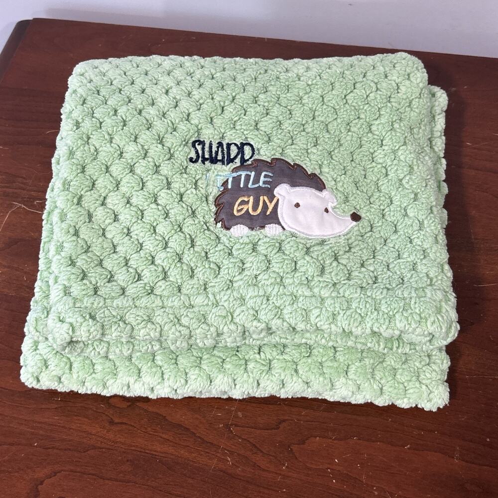 Zak And Zoey Green Baby Waffle Fleece Blanket Hedgehog Porcupine Sharp Little